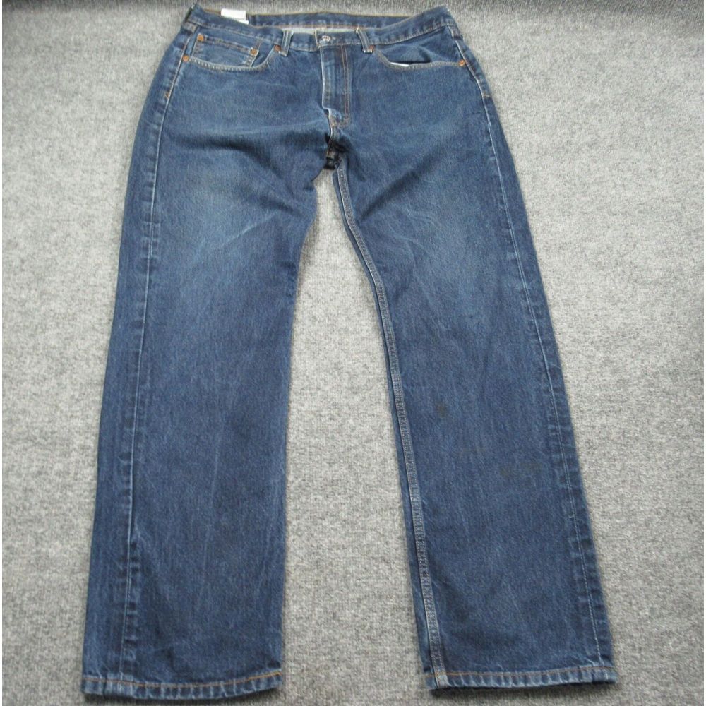 Levis 505 Jeans Mens 36x31 Blue Regular Fit Medium Wash Denim